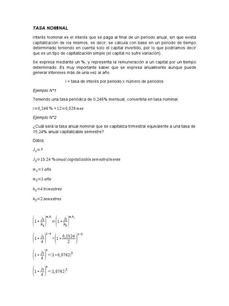 Tasa Nominal y Efectiva | PDF | Interés | Crédito