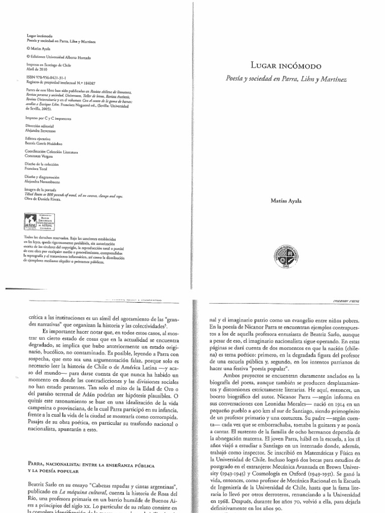 Matias Ayala - Nicanor Parra y Los Profesores Lugar Incomodo | PDF
