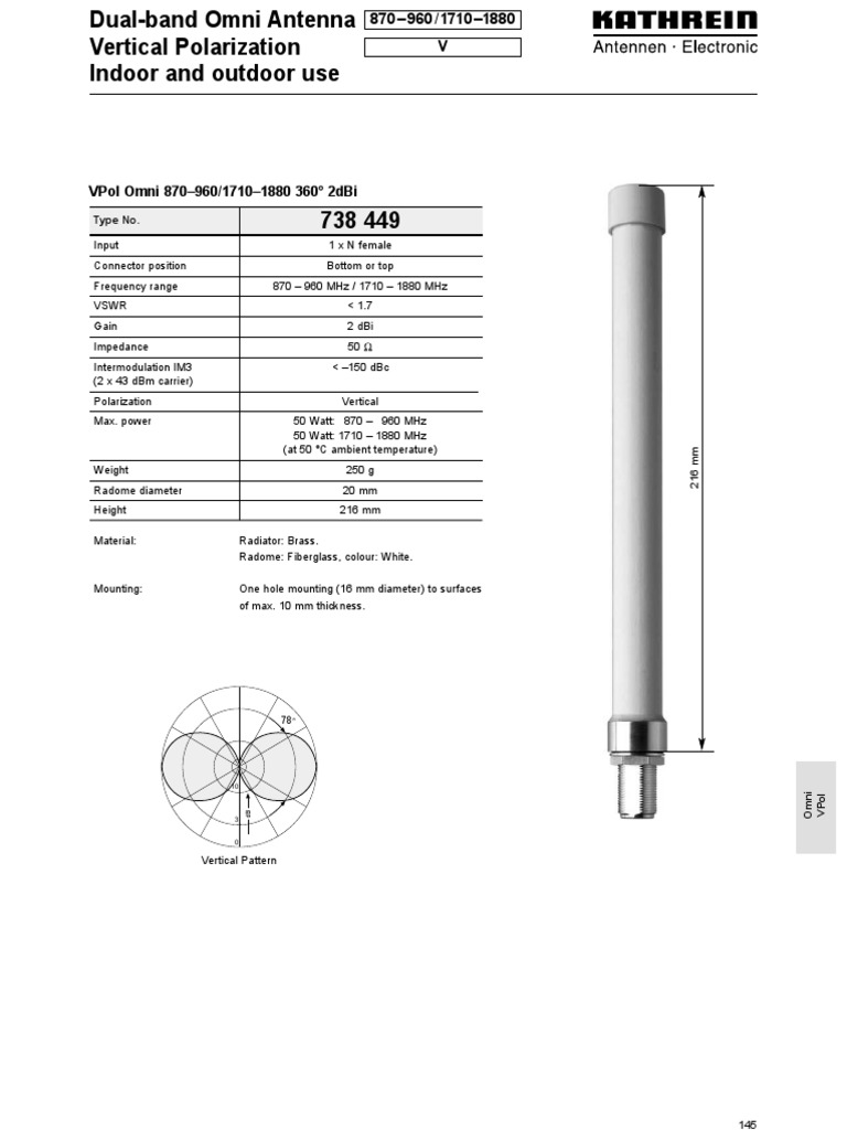 K552841 Dipole Antenna 68â 87.5 MHz - Kathrein Scala Division