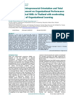 Influence of Entrepreneurial Orientation and Total Quality Management On Organizational Performance of Pharmaceutical Smes in Thailand With Moderating Role of Organizational Learning