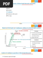 Analysis of Various Modes of Stirred Tank Bioreactor Operations