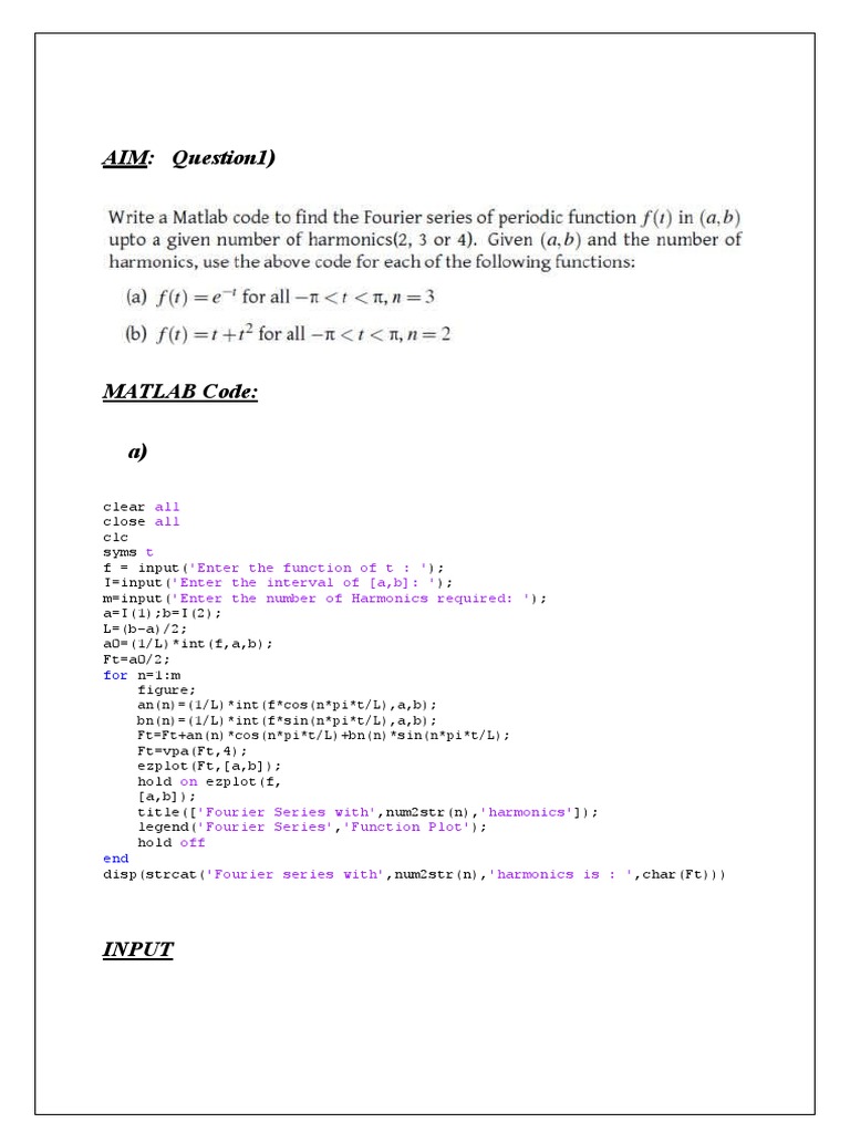 MATLAB Code to Determine Fourier Series Coefficients and Plot Fourier ...