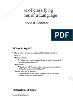Ways of Classifying Varieties of A Language: Style & Register