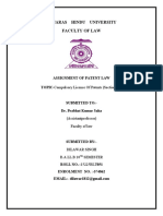 Banaras Hindu University Faculty of Law: Assignment of Patent Law TOPIC-Compulsory Licence of Patents (Section 84)