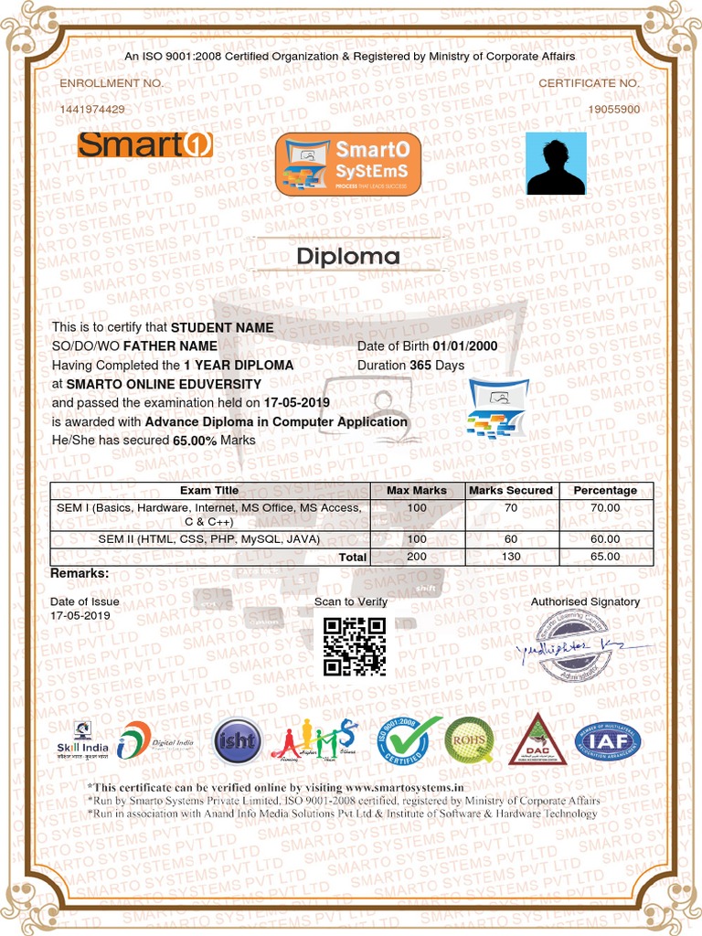 Certificate Dummy PDF PDF