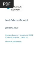 Mark Scheme (Results) January 2020: Pearson Edexcel International GCSE in Accounting 4AC1 Paper 02 Financial Statements