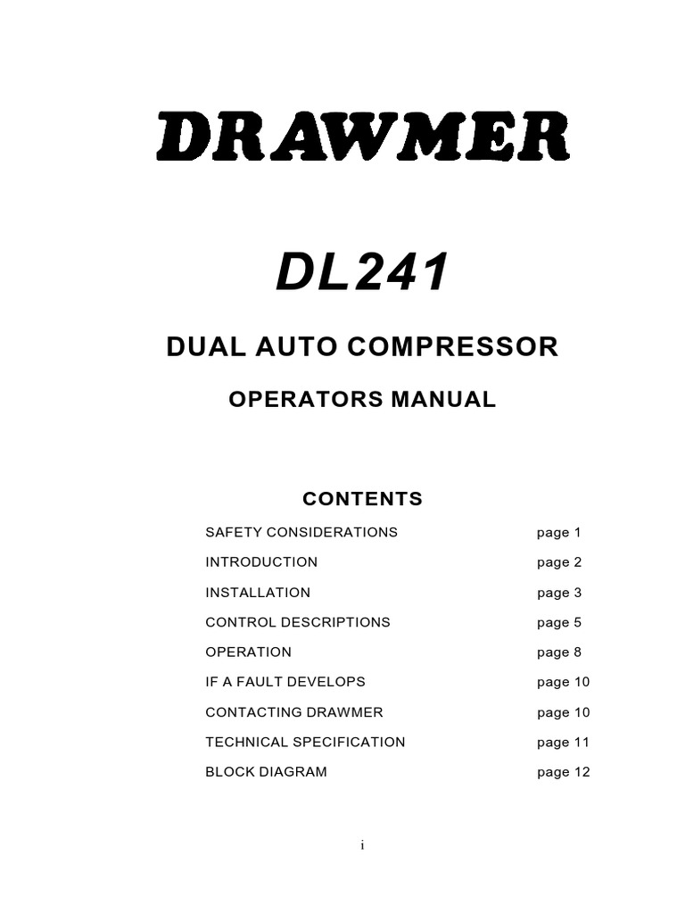 Dual Auto Compressor: Operators Manual | PDF