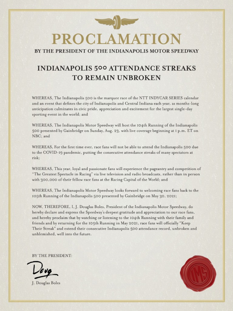 Indianapolis 500 Attendance Streak PDF