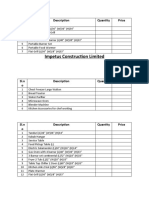 Impetus Construction Limited: SL.N o Description Quantity Price