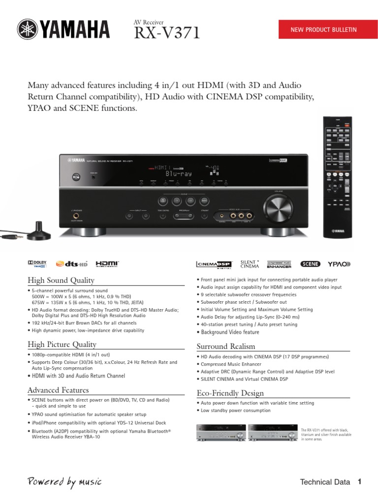 Hfe Yamaha rxv371 Flyer en PDF PDF I Pod Hdmi