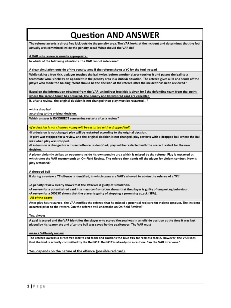 Question AND ANSWER If A Decision Is Not Changed Play Will Be