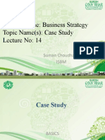 Subject Name: Business Strategy Topic Name(s) : Case Study Lecture No: 14