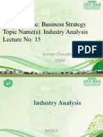 Subject Name: Business Strategy Topic Name(s) : Industry Analysis Lecture No: 15