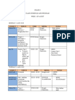 Grade 3 Class Schedule and Program (Week 1 Agustus)