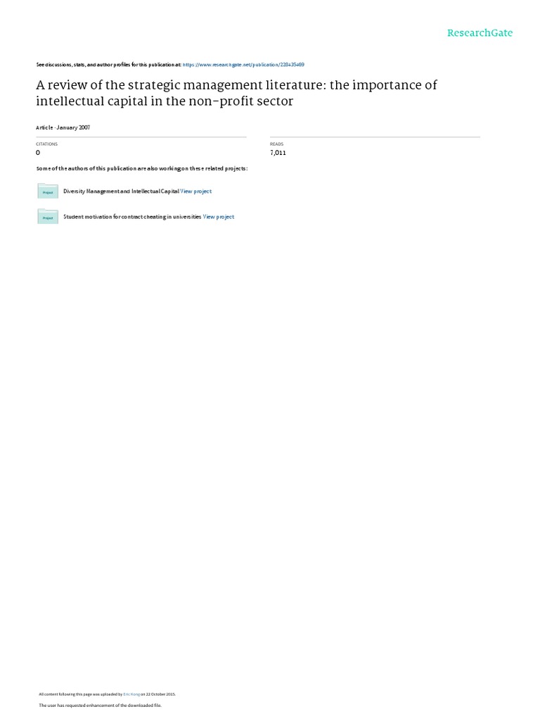 A Review of The Strategic Management Literature: The Importance of ...