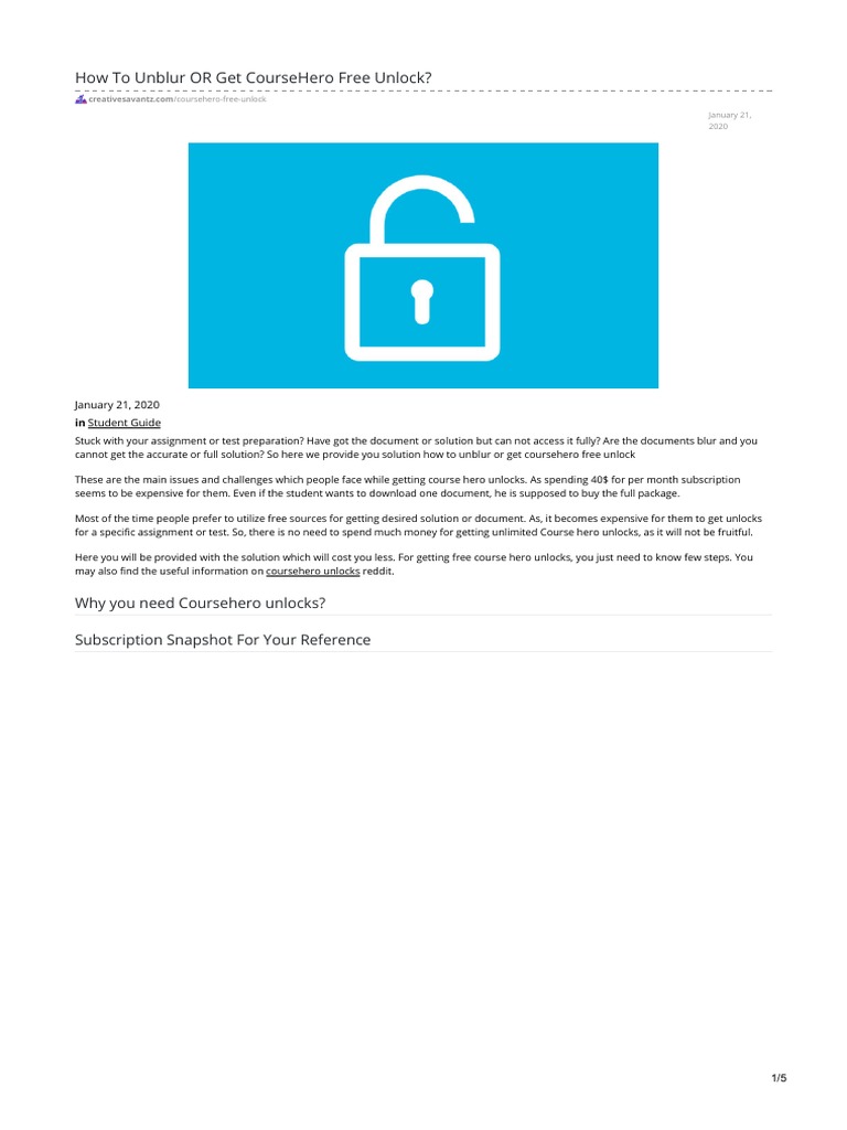 How To Unblur OR Get CourseHero Free Unlock PDF PDF Learning