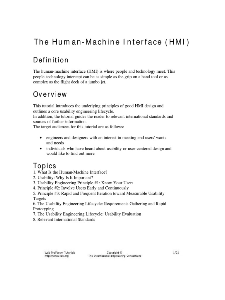The Human-Machine Interface (HMI) PDF | PDF | Usability | User Interface