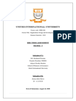 United International University: Mid-Term Assessment Question - 2