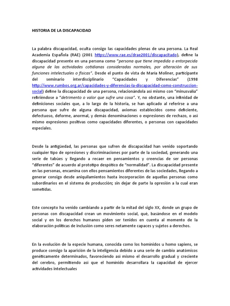 Evolución de la Discapacidad a lo Largo de la Historia | PDF ...