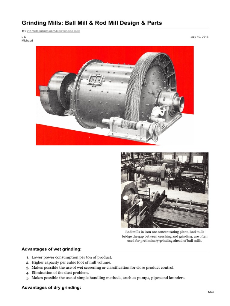 Rod and Ball Mill Design Overview | PDF | Mill (Grinding) | Gear