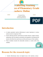 Factors Affecting Teaching Performance of Elementary Grade Teachers: Online