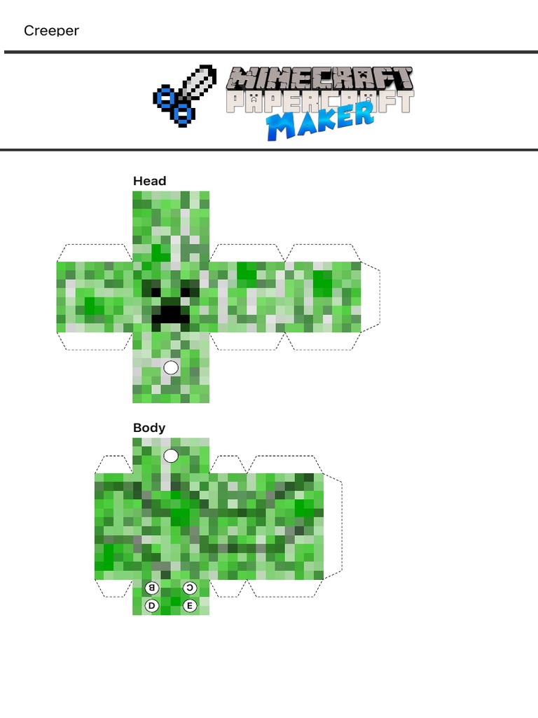 Creeper Minecraft Paper Craft Model  Free Printable Papercraft Templates