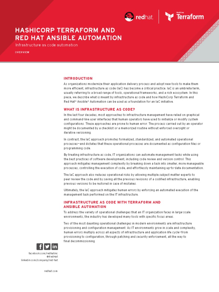 Pa Terraform and Ansible Overview f14774wg 201811 en | PDF | Red Hat ...