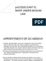 15/april/2020 (UNIT V) Guardianship Under Muslim LAW