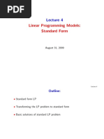 Linear Programming Models: Standard Form: August 31, 2009