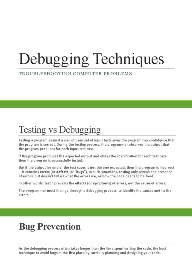 Debugging Techniques: Troubleshooting Computer Problems | PDF ...