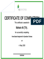 Certificate of Completion: Mohsin Ali (TA)