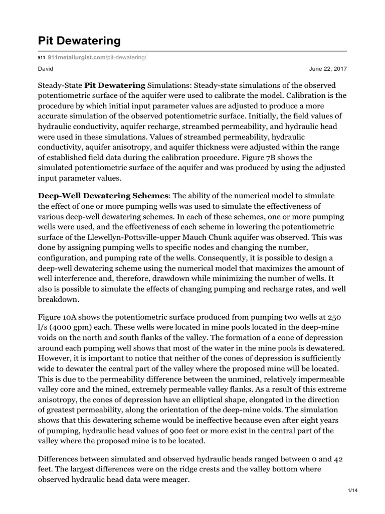 Pit Dewatering Simulation Techniques | PDF | Casing (Borehole ...
