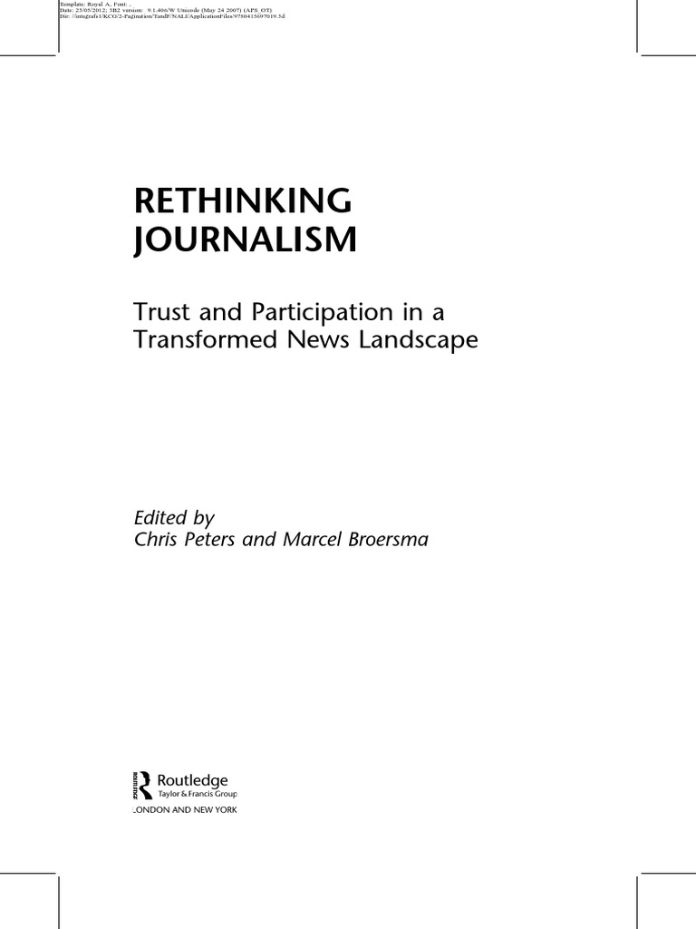 Rethinking Journalism Trust and Particip PDF | PDF | News | Journalism