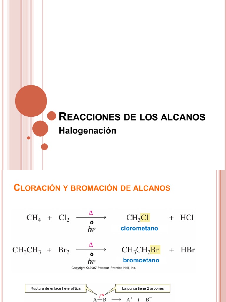 Reacciones de halogenación de alcanos: mecanismos, selectividad y ...