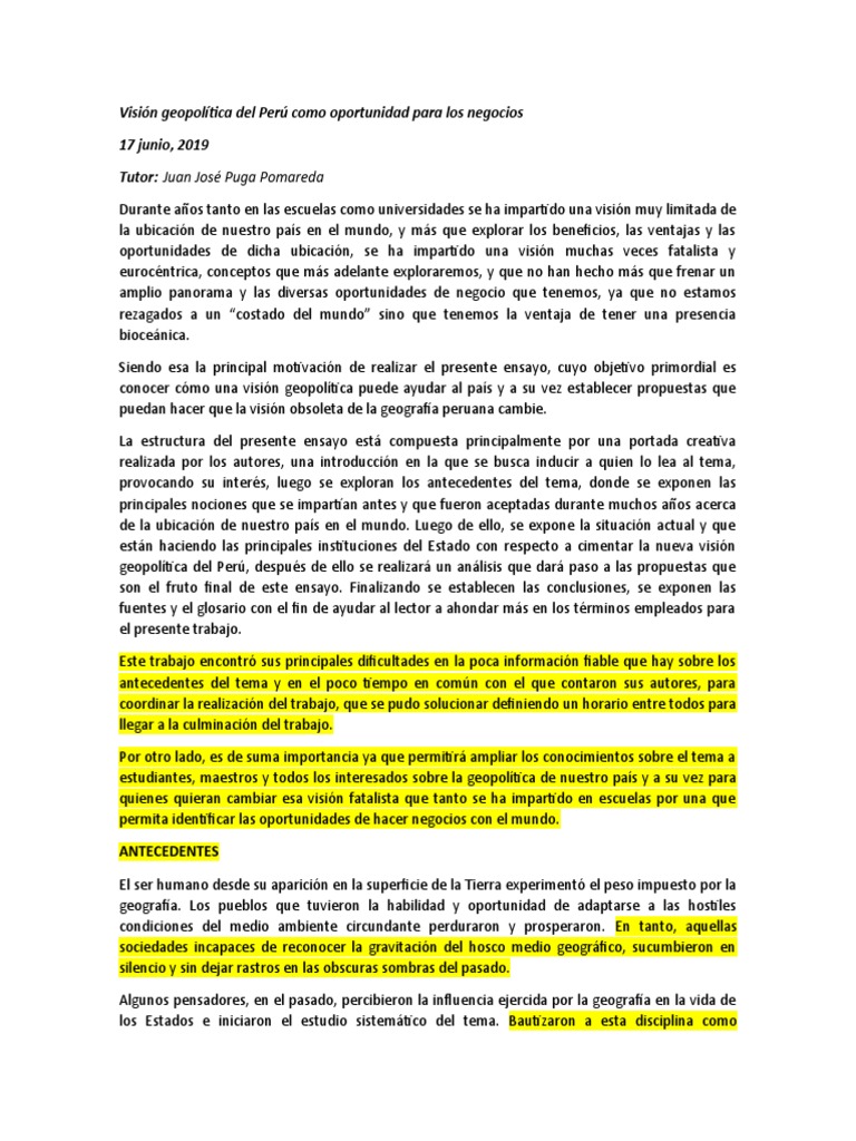GEOPOLÍTICA | PDF | Andes | Perú