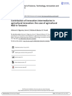 Contribution of Innovation Intermediaries in Agricultural Innovation The Case of Agricultural R&amp D in Tanzania PDF