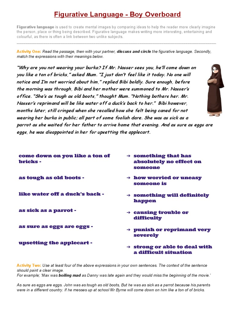 Figurative Language in Boy Overboard | PDF