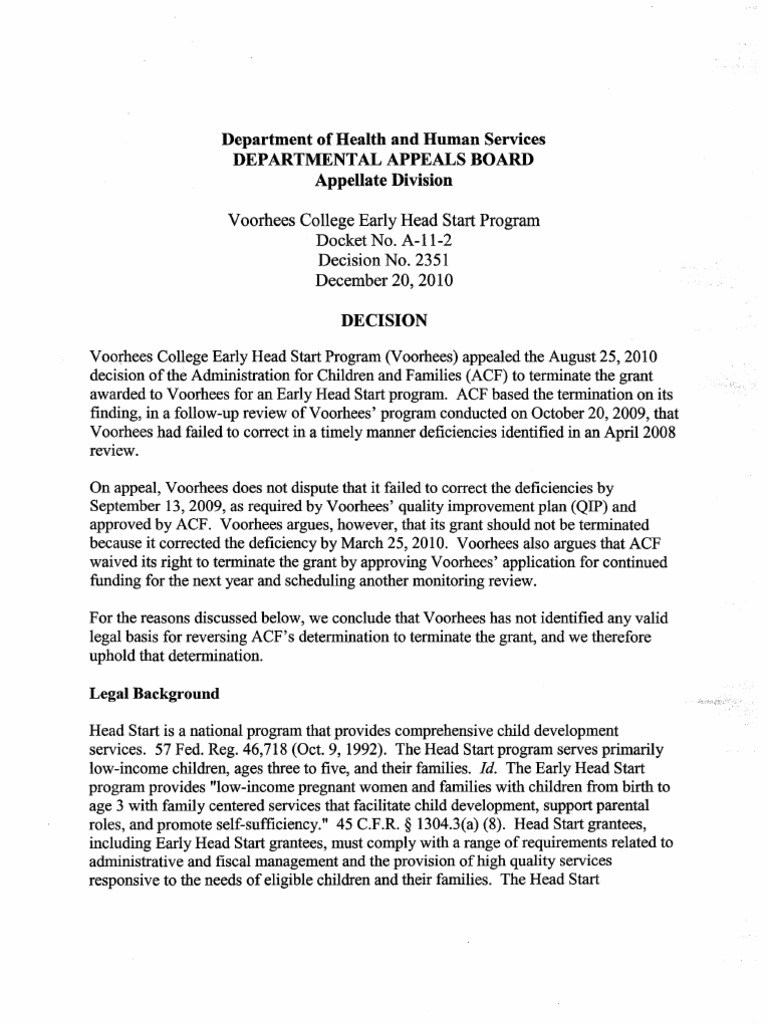 Head Start Program Performance Standards 2010 Calendar