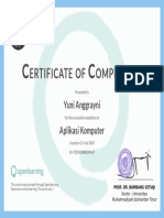 Certificate of Completion for Aplikasi Komputer Course