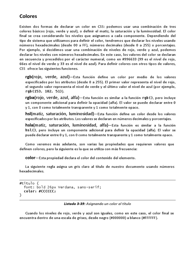 Guía CSS: Colores y Tamaño | PDF | Modelo de color Rgb | Color