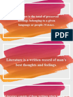 Literature Is The Total of Preserved Writings Belonging To A Given Language or People