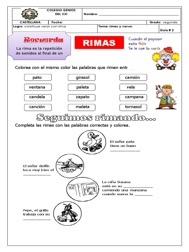 Rimas para niños en el colegio | PDF