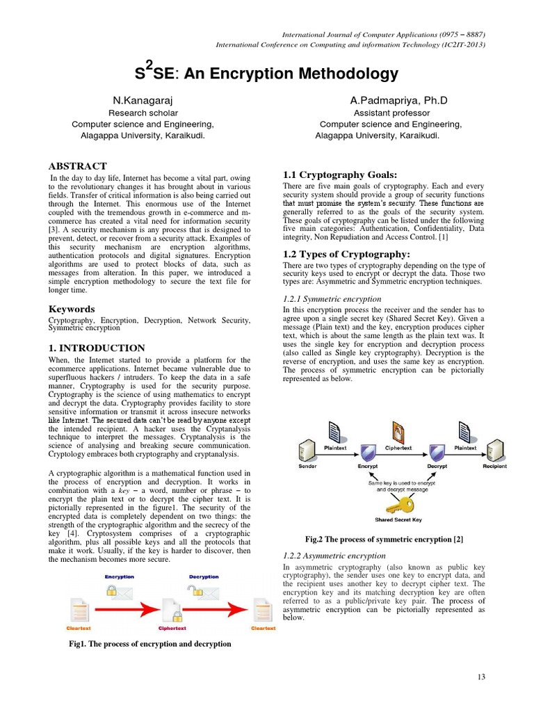 S 2 SE An Encryption Methodology PDF | PDF | Cryptography | Encryption