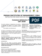 Indian Institutes of Management (Iims) Common Admission Test CAT 2020