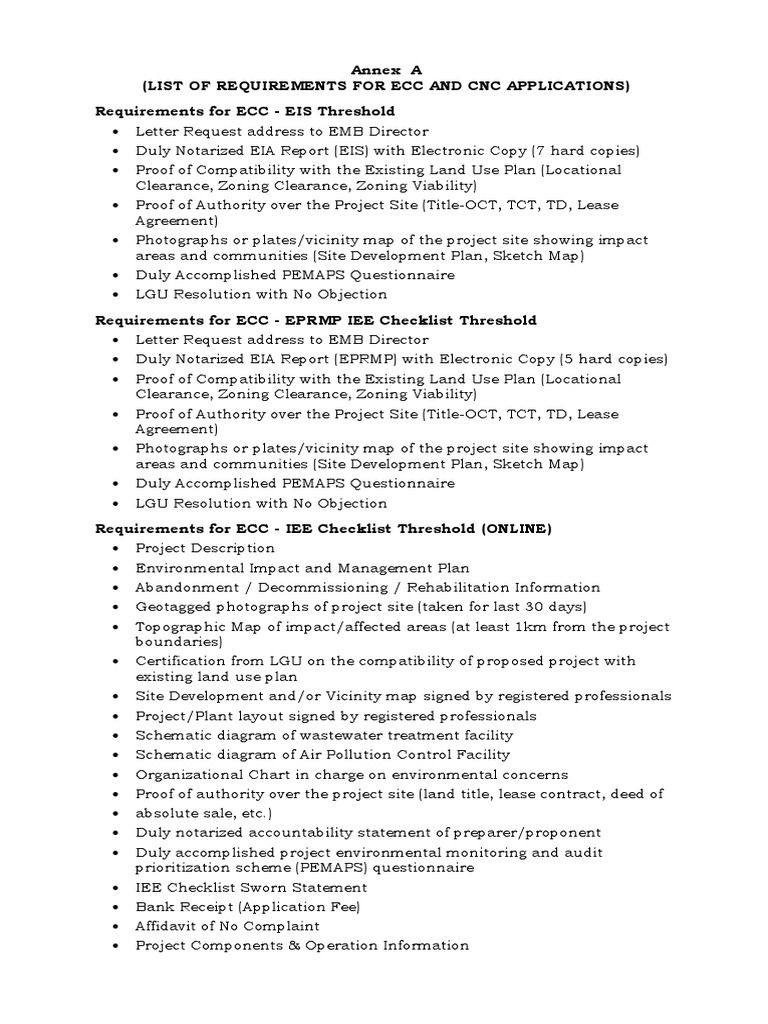 AnnexA List of Requirements For ECC and CNC Applications PDF