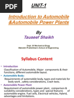 Introduction To Automobile &automobile Power Plants: UNIT-1