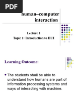 Human-Computer Interaction: Topic 1: Introduction To HCI