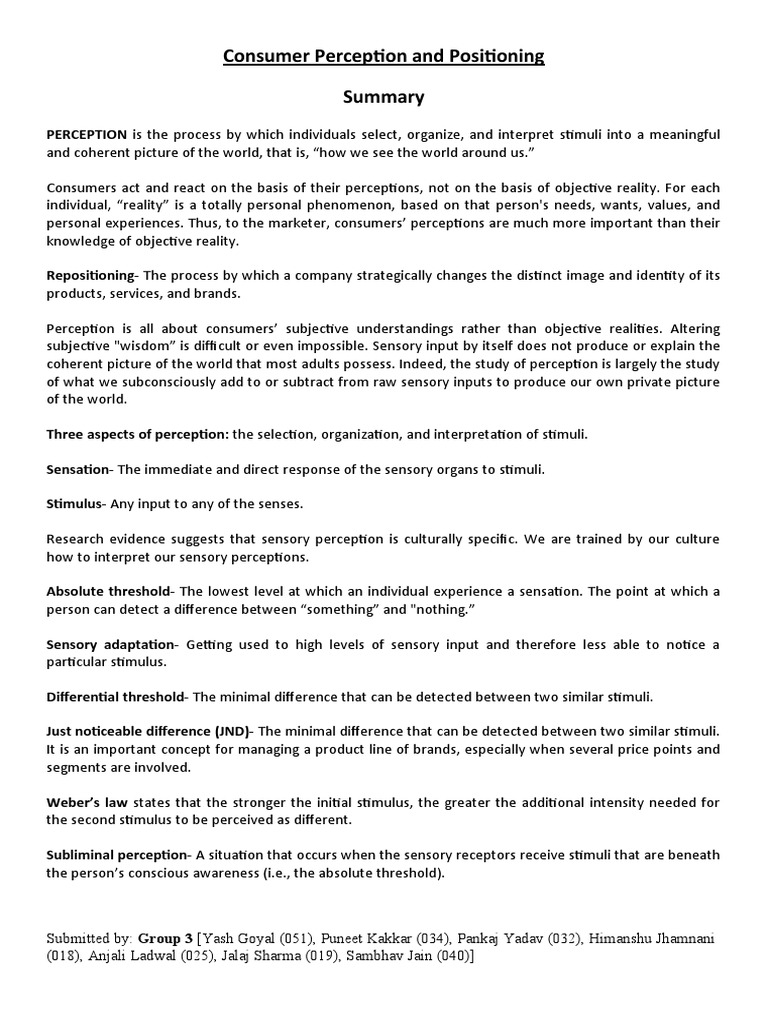 Understanding Consumer Perception | PDF | Stimulus (Physiology ...