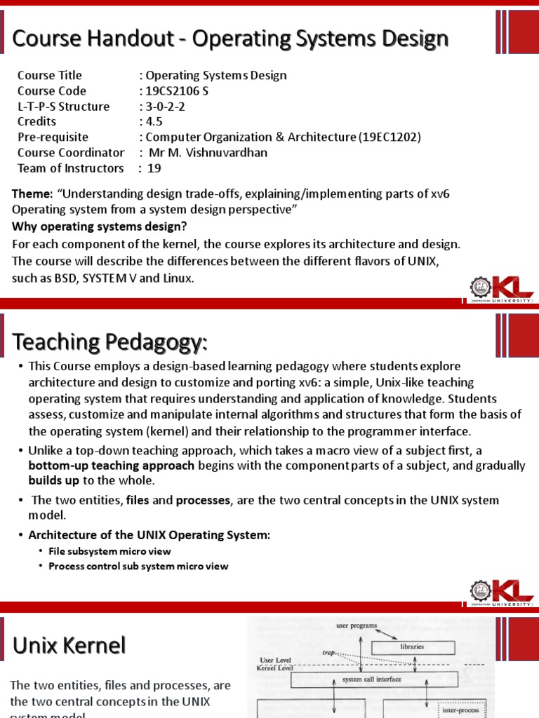 Operating Systems Design Course Overview | PDF | Kernel (Operating ...