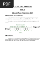 CS8391-Data Structures Unit-1 Linear Data Structures-List: 1.1 Introduction For Data Structure